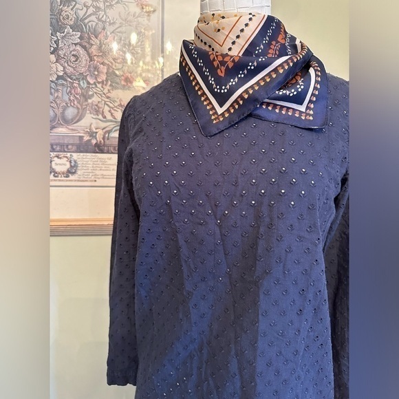 A.P.C. 🗼 French vibe 100% Cotton APC Eyelet Navy Blouse - Picture 2 of 13